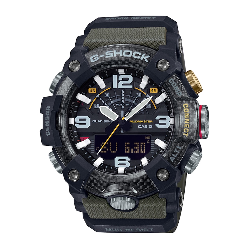 Men's Casio G-Shock Master of G MUDMASTER Green Strap Watch with Black Dial (Model: GGB100-1A3)|Peoples Jewellers