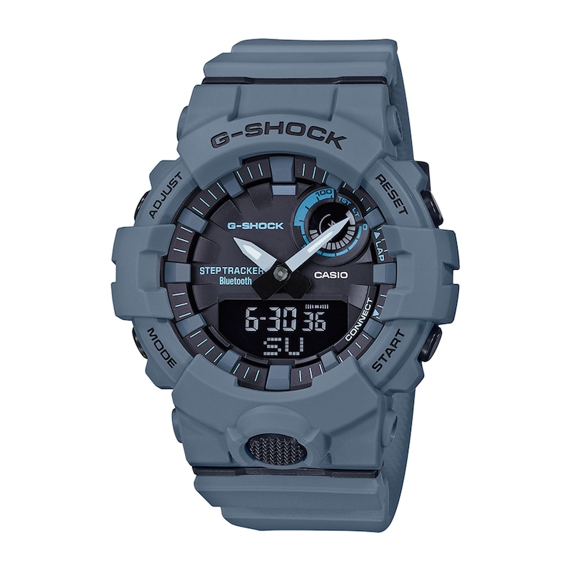 Men's Casio G-Shock Power Trainer Blue Grey Strap Watch with Black Dial (Model: GBA800UC-2A)|Peoples Jewellers