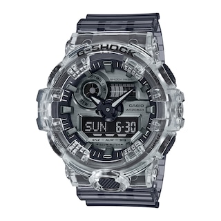 Men's Casio G-Shock Classic Clear Resin Strap Watch with Grey Dial (Model: GA700SK-1A)