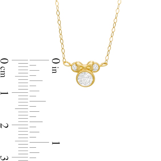 Child's 5.5mm Cubic Zirconia ©Disney Minnie Mouse Necklace in 10K Gold - 13"