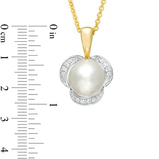 Freshwater Cultured Pearl and Lab-Created White Sapphire Earrings and Pendant Set in Sterling Silver with 14K Gold Plate