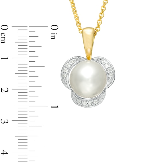 Freshwater Cultured Pearl and Lab-Created White Sapphire Earrings and Pendant Set in Sterling Silver with 14K Gold Plate