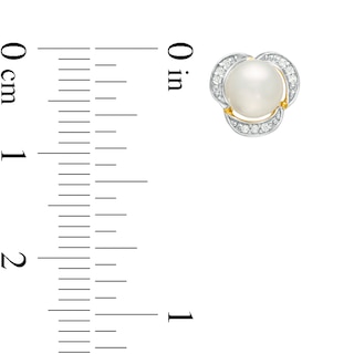 Freshwater Cultured Pearl and Lab-Created White Sapphire Earrings and Pendant Set in Sterling Silver with 14K Gold Plate