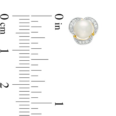 Freshwater Cultured Pearl and Lab-Created White Sapphire Earrings and Pendant Set in Sterling Silver with 14K Gold Plate