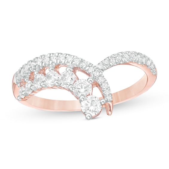 0.45 CT. T.W. Diamond Chevron Ring in 10K Rose Gold