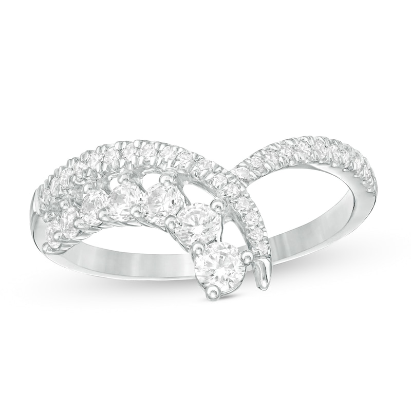 0.45 CT. T.W. Diamond Chevron Ring in 10K White Gold|Peoples Jewellers