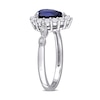 Thumbnail Image 2 of Pear-Shaped Lab-Created Blue and White Sapphire and Diamond Accent Frame Ring in 10K White Gold