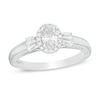 Emmy London 0.60 CT. T.W. Certified Oval Diamond Frame Vintage-Style Engagement Ring in 18K White Gold (F/VS2)