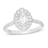 Emmy London 1.40 CT. T.W. Certified Oval Diamond Scallop Frame Vintage-Style Engagement Ring in 18K White Gold (F/VS2)