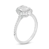 Emmy London 1.40 CT. T.W. Certified Oval Diamond Scallop Frame Vintage-Style Engagement Ring in 18K White Gold (F/VS2)