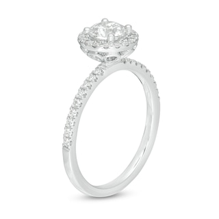 Emmy London 1.00 CT. T.W. Certified Diamond Frame Engagement Ring in 18K White Gold (F/VS2)