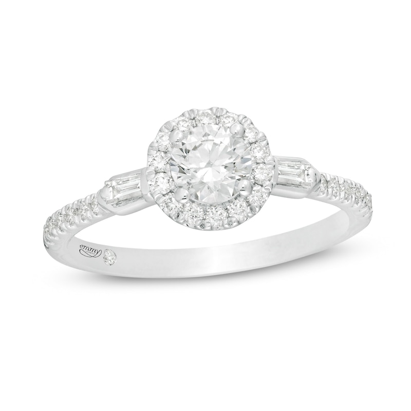 Emmy London 0.75 CT. T.W. Certified Diamond Frame Collar Engagement Ring in 18K White Gold (F/VS2)|Peoples Jewellers