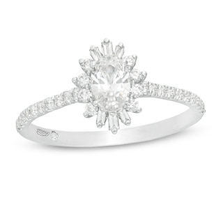 Emmy London 0.75 CT. T.W. Certified Oval Diamond Starburst Engagement Ring in 18K White Gold (F/VS2)