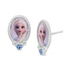 Child's Purple Crystal ©Disney Elsa Portrait Oval Stud Earrings in Sterling Silver