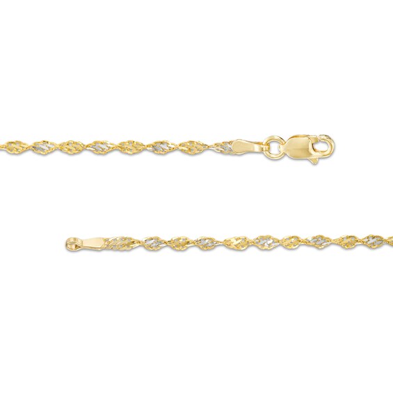 2.1mm Dorica Singapore Chain Necklace in Solid 14K Two-Tone Gold - 18"