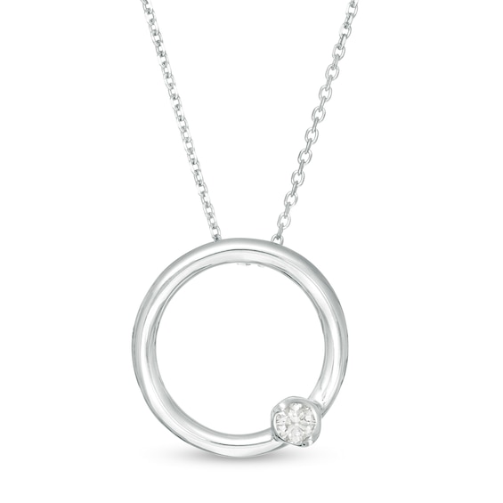 Marilyn Monroe™ Collection 0.085 CT. Diamond Solitaire Circle Pendant in Sterling Silver