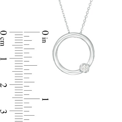 Marilyn Monroe™ Collection 0.085 CT. Diamond Solitaire Circle Pendant in Sterling Silver