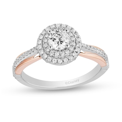 Enchanted Disney Snow White 0.69 CT. T.W. Diamond Frame Engagement Ring in 14K Two-Tone Gold