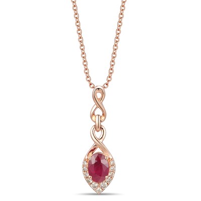 Le Vian® Oval Passion Ruby™ and Crème Brûlée Diamonds™ 0.14 CT. T.W. Diamond Drop Pendant in 14K Strawberry Gold™