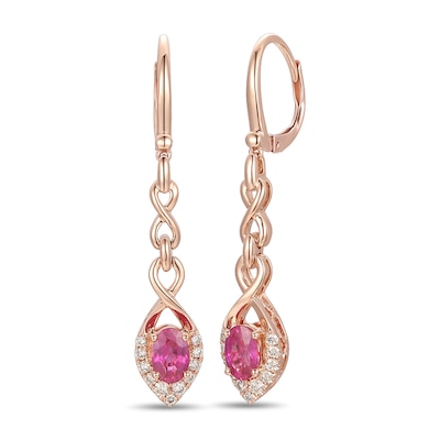 Le Vian® Oval Passion Ruby™ and Crème Brûlée Diamonds™ 0.24 CT. T.W. Diamond Drop Earrings in 14K Strawberry Gold™