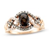 Le Vian® Oval Chocolate Quartz™ and 0.28 CT. T.W. Diamond Woven Shank Ring in 14K Strawberry Gold™