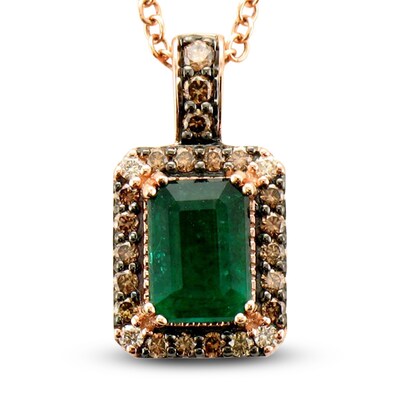 Le Vian® Costa Smeralda Emerald™ and 0.21 CT. T.W. Diamond Frame Pendant in 14K Strawberry Gold™