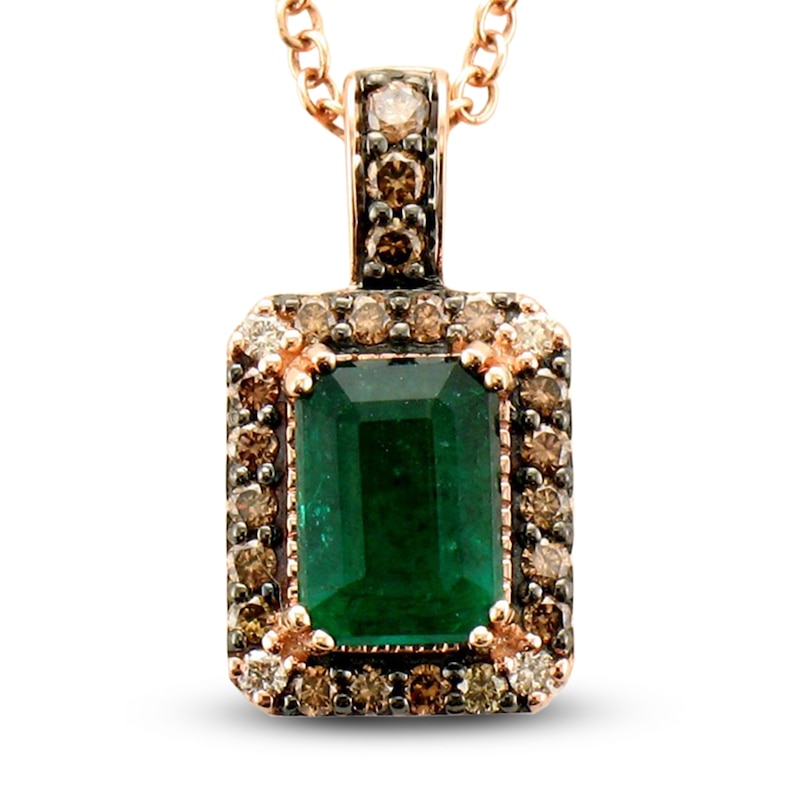 Le Vian® Costa Smeralda Emerald™ and 0.21 CT. T.W. Diamond Frame Pendant in 14K Strawberry Gold™|Peoples Jewellers