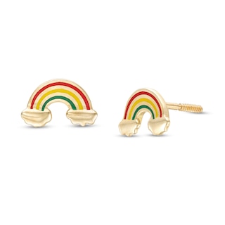 Child's Multi-Colour Enamel Rainbow Stud Earrings in 10K Gold