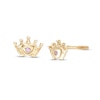 Thumbnail Image 0 of Child's Pink Cubic Zirconia Puff Heart Tiara Stud Earrings in 10K Gold