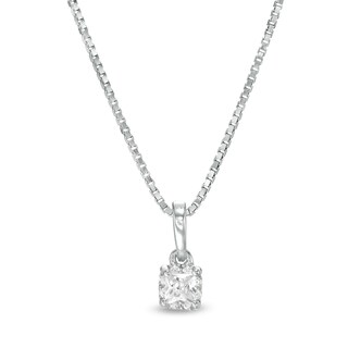 0.12 CT. T.W. Certified Canadian Princess-Cut Diamond Frame Pendant in 14K White Gold (I/I2)