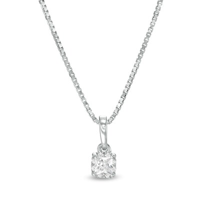 0.12 CT. T.W. Certified Canadian Princess-Cut Diamond Frame Pendant in 14K White Gold (I/I2)