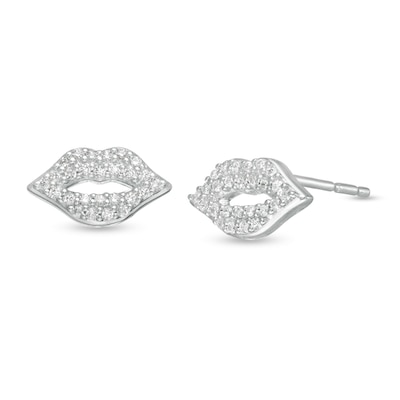 Marilyn Monroe™ Collection 0.13 CT. T.W. Diamond Lip Stud Earrings in Sterling Silver