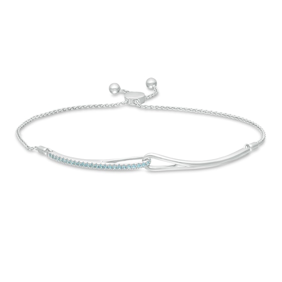 Love + Be Loved Blue Topaz Loop Bolo Bracelet in Sterling Silver - 9.5"