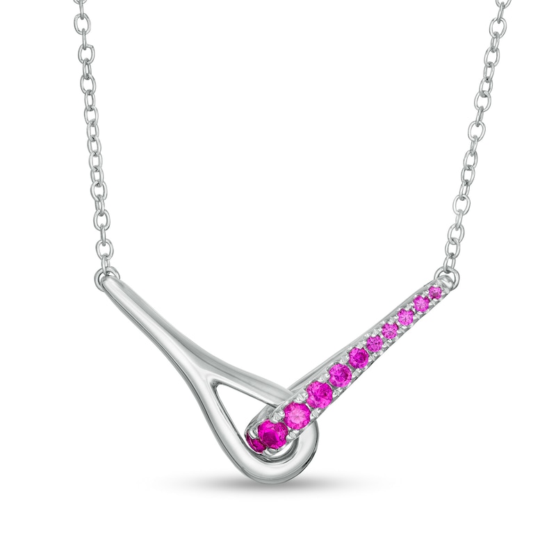 Main Image 1 of Love + Be Loved Lab-Created Ruby Loop Necklace in Sterling Silver