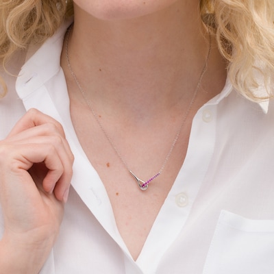 Love + Be Loved Lab-Created Ruby Loop Necklace in Sterling Silver