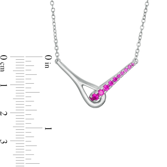 Love + Be Loved Lab-Created Ruby Loop Necklace in Sterling Silver