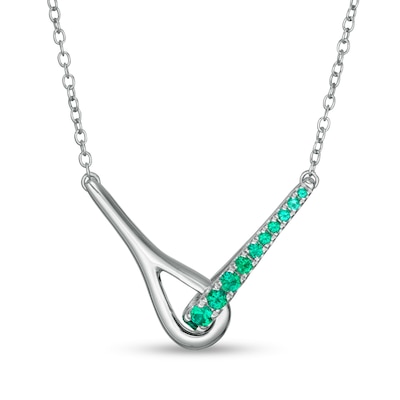 Love + Be Loved Lab-Created Emerald Loop Necklace in Sterling Silver