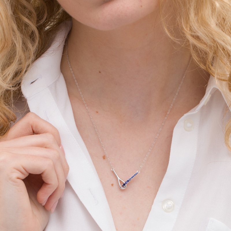 Main Image 2 of Love + Be Loved Lab-Created Blue Sapphire Loop Necklace in Sterling Silver