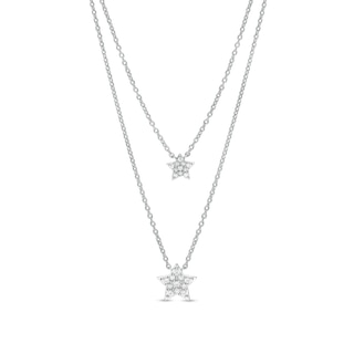 Marilyn Monroe™ Collection 0.18 CT. T.W. Diamond Double Strand Star Necklace in Sterling Silver