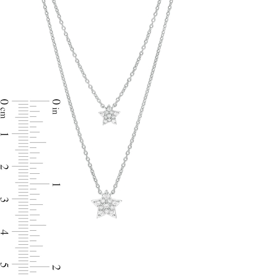 Marilyn Monroe™ Collection 0.18 CT. T.W. Diamond Double Strand Star Necklace in Sterling Silver