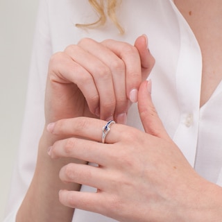 Love + Be Loved Lab-Created Sapphire Heart Loop Ring in Sterling Silver