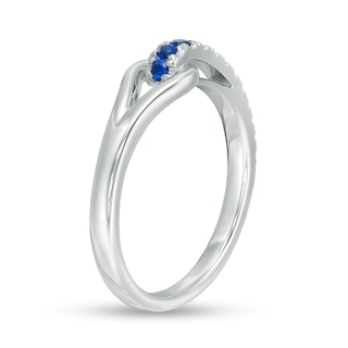 Love + Be Loved Lab-Created Sapphire Heart Loop Ring in Sterling Silver