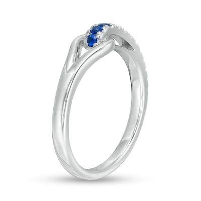 Love + Be Loved Lab-Created Sapphire Heart Loop Ring in Sterling Silver