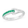 Love + Be Loved Lab-Created Emerald Heart Loop Ring in Sterling Silver