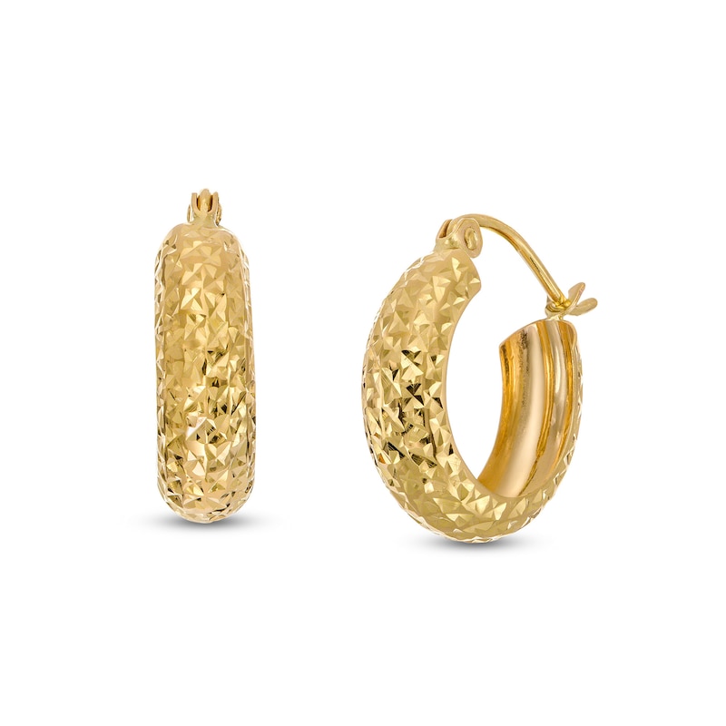 Diamond-Cut Hoop Earrings in 10K Gold|Peoples Jewellers