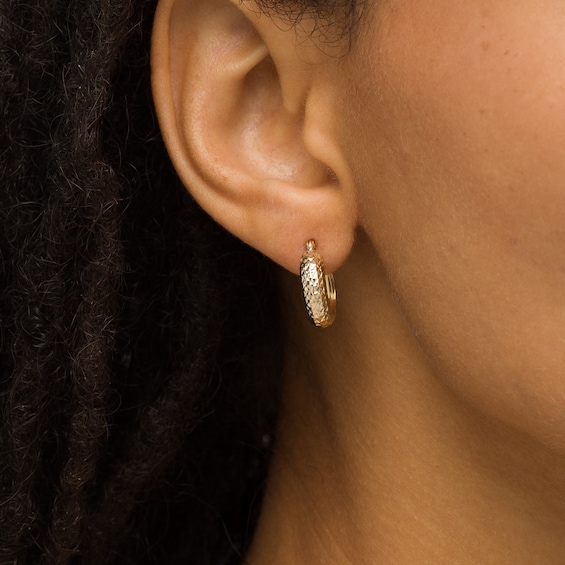 Diamond-Cut Hoop Earrings in 10K Gold