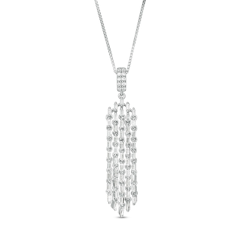 Marilyn Monroe™ Collection 0.45 CT. T.W. Diamond Tassel Dangle Pendant in 10K White Gold|Peoples Jewellers