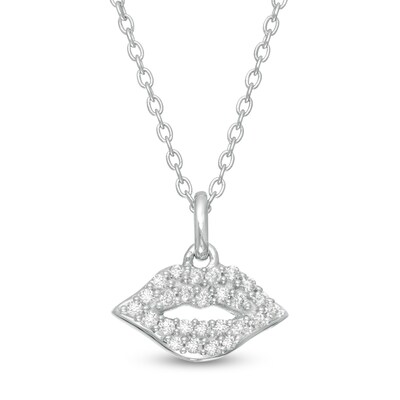 Marilyn Monroe™ Collection 0.13 CT. T.W. Diamond Lips Pendant in Sterling Silver