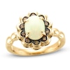 Thumbnail Image 0 of Le Vian® Oval Neopolitan Opal™ and Chocolate Diamonds® 0.10 CT. T.W. Diamond Scallop Frame Ring in 14K Honey Gold™
