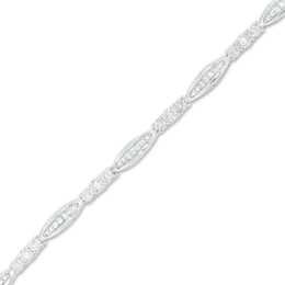 0.37 CT. T.W. Diamond Alternating Marquise Link Bracelet in Sterling Silver - 7.5&quot;